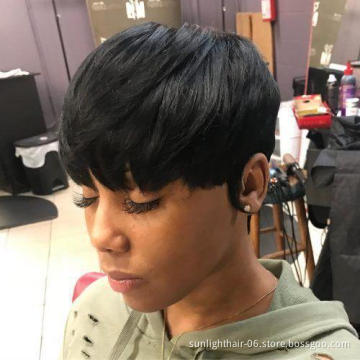 Wholesale Price Free Sample Courte Perruque Indian Straight Human Hair Cut Wigs Glueless Full Machine Made Short Pixie Wig